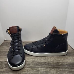 Allen Edmonds Alpha High Top Sneakers Men's 9 D Casual Black Leather Shoes